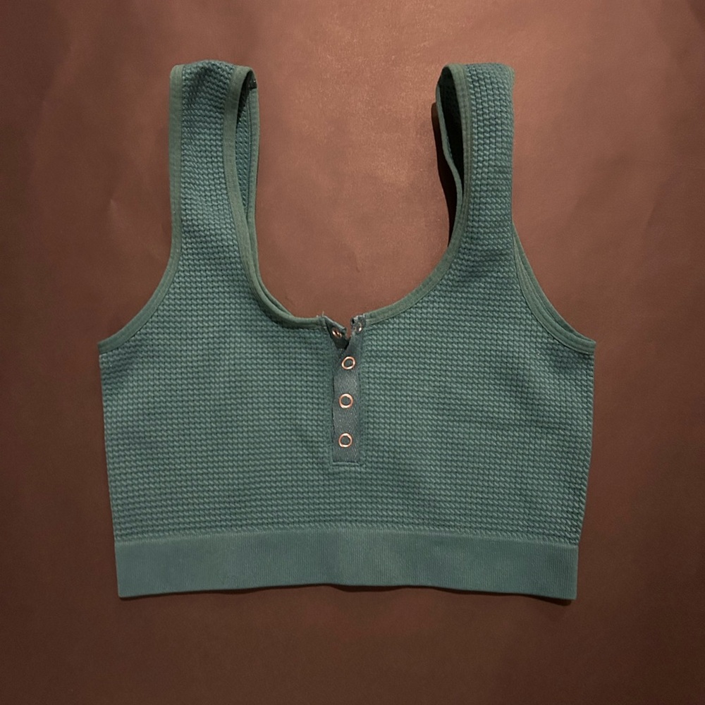 Teal Textured Crop Top